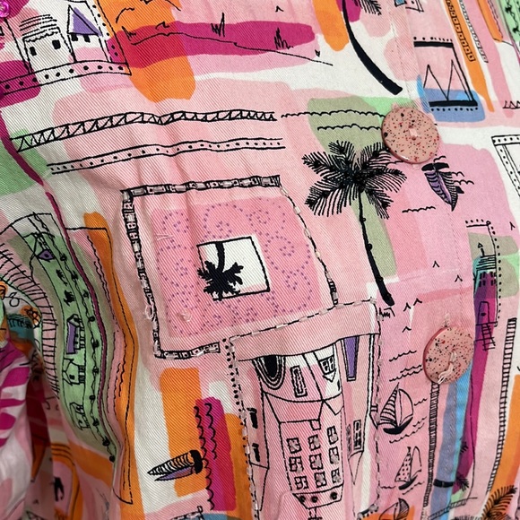 New Direction Colourful Pink Jacket Button up with collar size Medium - Picture 2 of 10